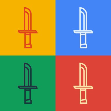 Popüler sanat çizgisi askeri bıçak ikonu renk arkaplanında izole edilmiş. Vektör İllüstrasyonu