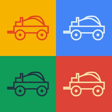 Pop sanat serisi Vahşi Batı renkli arka planda izole edilmiş bir araba ikonu kapladı. Vektör İllüstrasyonu