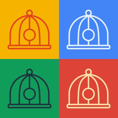 Pop sanat çizgisi Çin şapkası simgesi renk arkaplanda izole edilmiş. Vektör İllüstrasyonu