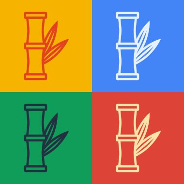 Pop sanat çizgisi Bambu simgesi renk arkaplanında izole edildi. Vektör İllüstrasyonu