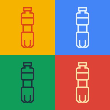 Popüler sanat eseri şişe ikonu renk arkaplanında izole edilmiş. Soda su içme tabelası. Vektör İllüstrasyonu