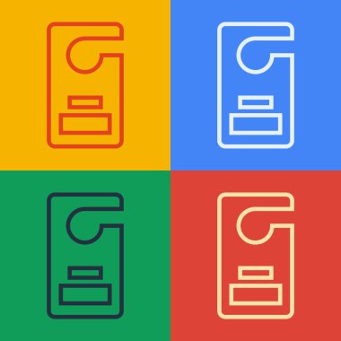 Pop sanat eseri lütfen renk arkaplanındaki izole simgeyi bozmayın. Otel Kapısı Askısı Etiketleri. Vektör İllüstrasyonu