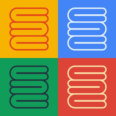 Pop sanat eseri havlu yığını simgesi renk arkaplanında izole edildi. Vektör İllüstrasyonu