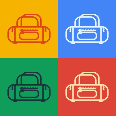 Pop Art Line spor çanta ikonu renk arkaplanında izole edildi. Vektör İllüstrasyonu