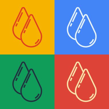 Pop Art Line Su Damlası simgesi renk arkaplanında izole edildi. Vektör İllüstrasyonu