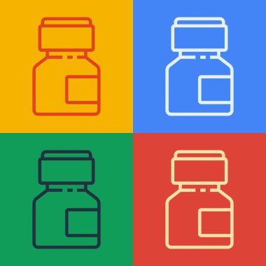 Pop sanat eseri boyası, guaj, kavanoz, renkli arka planda izole edilmiş boya ikonu. Vektör İllüstrasyonu