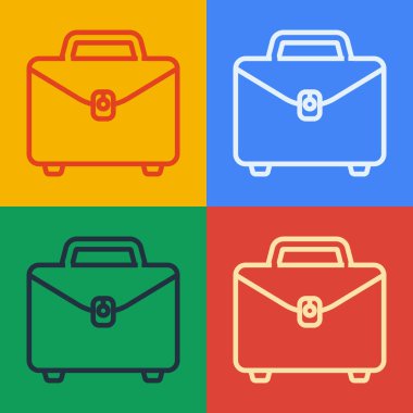 Pop Art Line Evrak Çantası simgesi renk arkaplanında izole edildi. İş ilanı. İş portföyü. Vektör İllüstrasyonu