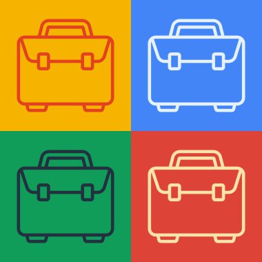 Pop Art Line Evrak Çantası simgesi renk arkaplanında izole edildi. İş ilanı. İş portföyü. Vektör İllüstrasyonu