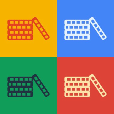 Pop Art Line Casino çipleri simgesi renk arkaplanında izole edildi. Kumarhane kumarı. Vektör İllüstrasyonu