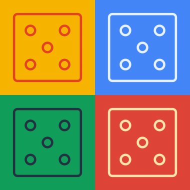 Pop Art Line Game zar simgesi renk arkaplanında izole edildi. Kumarhane kumarı. Vektör İllüstrasyonu