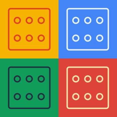 Pop Art Line Game zar simgesi renk arkaplanında izole edildi. Kumarhane kumarı. Vektör İllüstrasyonu