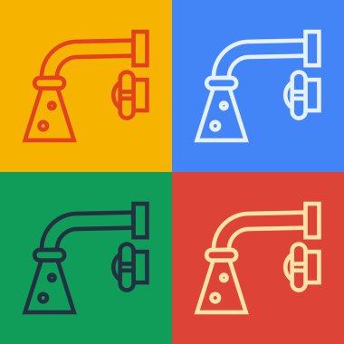 Pop Art Line Su musluğu simgesi renk arkaplanında izole edildi. Vektör İllüstrasyonu