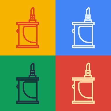 Pop sanat eseri Elektronik sigara ikonu renk arkaplanında izole edilmiş. Tüttürme aleti. Buharlaştırıcı Cihaz. Vektör İllüstrasyonu