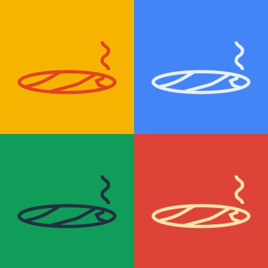 Pop Art Line Puro renkli arka planda izole edilmiş bir duman simgesi. Vektör İllüstrasyonu