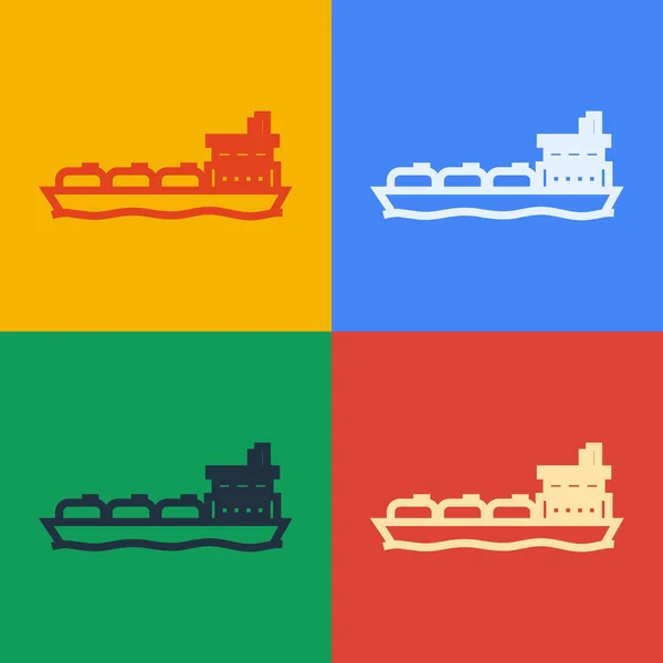 Pop art line Ícone de navio petroleiro isolado no fundo da cor. Ilustração vetorial — Vetor de Stock