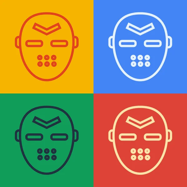 Pop art linii Ikona maski hokejowej izolowane na tle koloru. Ilustracja wektora — Wektor stockowy
