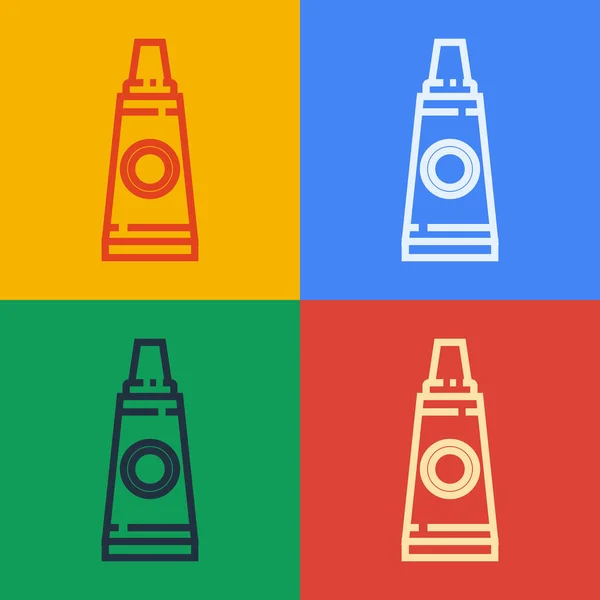 Pop art line Tubo con icona palette di vernice isolato su sfondo colore. Illustrazione vettoriale — Vettoriale Stock