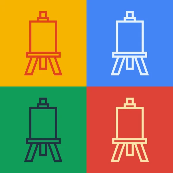 Pop art line Fa állvány vagy festészet művészeti táblák ikon elszigetelt színes háttér. Vektorillusztráció — Stock Vector