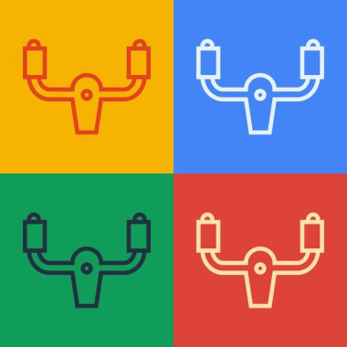 Pop Art Line Uçak Direksiyon simgesi renk arkaplanında izole edildi. Uçak kontrol tekerleği. Vektör İllüstrasyonu