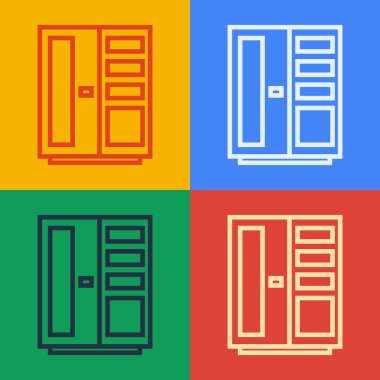 Pop Art Line Gardırop simgesi renk arkaplanında izole edildi. Vektör İllüstrasyonu