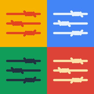 Pop sanat eseri dikenli tel ikonu renk arkaplanında izole edilmiş. Vektör İllüstrasyonu