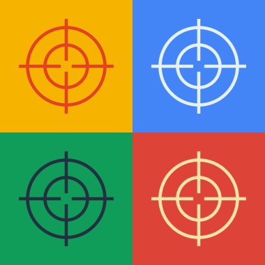 Pop Art Line Target spor ikonu renk arkaplanında izole edildi. Atış mesafesi ya da atış mesafesi için sayıları olan temiz bir hedef. Vektör İllüstrasyonu