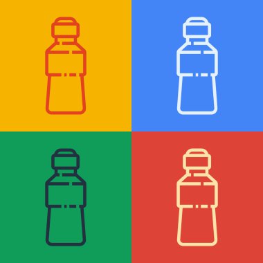 Popüler sanat eseri şişe ikonu renk arkaplanında izole edilmiş. Soda su içme tabelası. Vektör İllüstrasyonu