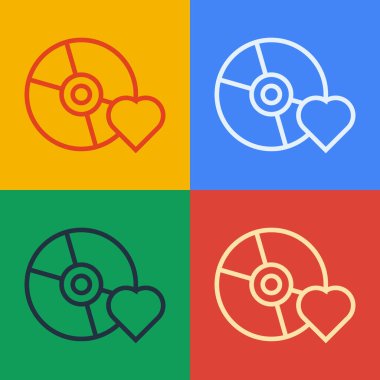 Küçük disk simgesi üzerindeki Pop Art Line Yetişkin etiketi renk arkaplanında izole edildi. Yaş sınırlama sembolü. 18 artı içerik işareti. Yetişkin kanalı. Vektör İllüstrasyonu