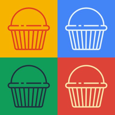 Pop sanat eseri paskalya pastası ikonu renk arkaplanında izole edilmiş. Mutlu Paskalyalar. Vektör İllüstrasyonu