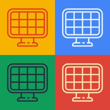 Pop sanat çizgisi güneş enerjisi simgesi renk arkaplanında izole edildi. Vektör İllüstrasyonu