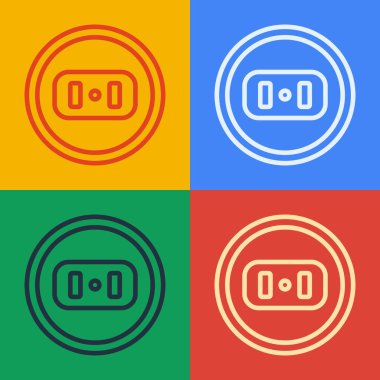 Pop Art Line Electrical outlet simgesi renk arkaplanında izole edildi. Elektrik prizi. Rosette sembolü. Vektör İllüstrasyonu