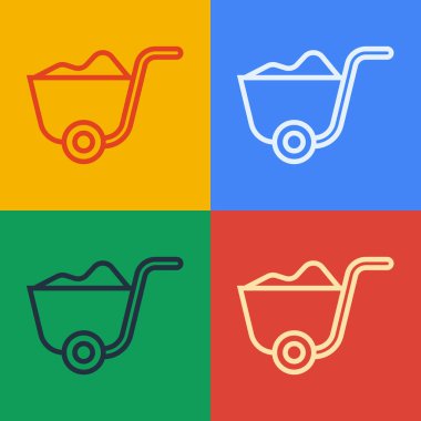 Pop Sanat Çizgisi Kürek simgesi renk arkaplanında izole edildi. Bahçe aletleri. Bahçecilik, tarım, çiftçilik aleti. Vektör İllüstrasyonu