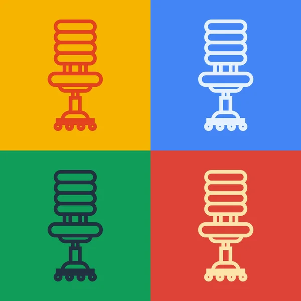 Pop art ligne chaise de bureau icône isolée sur fond de couleur. Illustration vectorielle — Image vectorielle