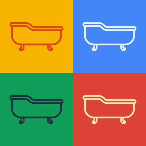 Pop art line Bathtub ikona izolované na barevném pozadí. Vektorová ilustrace — Stockový vektor