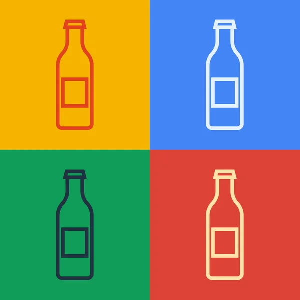Pop art ligne icône bouteille de bière isolé sur fond de couleur. Illustration vectorielle — Image vectorielle
