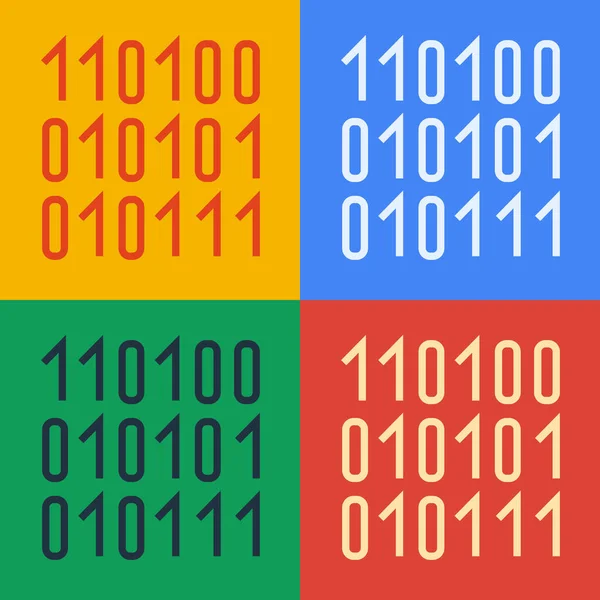 Pop art line Binární kód ikona izolované na barevném pozadí. Vektorová ilustrace — Stockový vektor