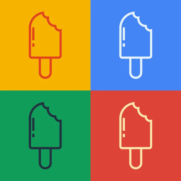 Pop-Art-Linie Eis-Symbol isoliert auf farbigem Hintergrund. Süßes Symbol. Vektorillustration — Stockvektor