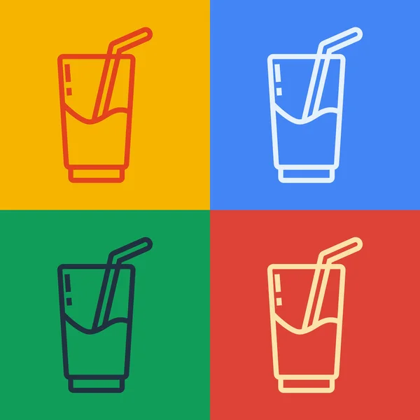 Поп-арту Лінія Коктейль та алкогольний напій ізольовані на кольоровому фоні. Векторна ілюстрація — стоковий вектор
