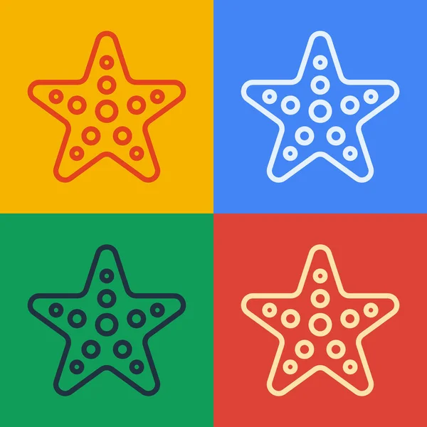 Pop art line ícone Starfish isolado no fundo da cor. Ilustração vetorial — Vetor de Stock