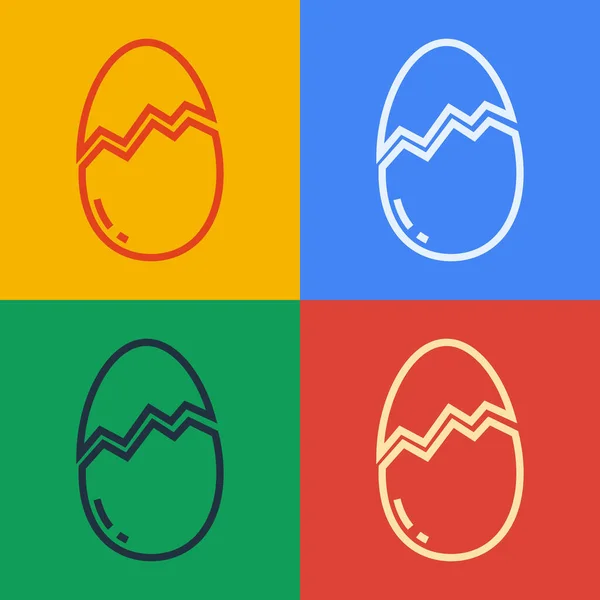 Pop art line Icono de huevo roto aislado sobre fondo de color. Feliz Pascua. Ilustración vectorial — Vector de stock