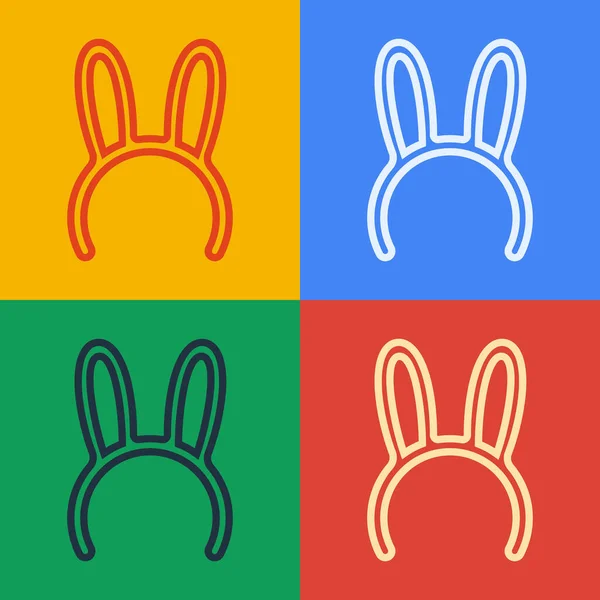 Pop art line Masker met lange konijnenoren pictogram geïsoleerd op kleur achtergrond. Vector Illustratie — Stockvector