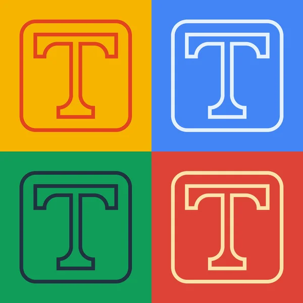 Pop art line Icona di testo isolata su sfondo a colori. Illustrazione vettoriale — Vettoriale Stock