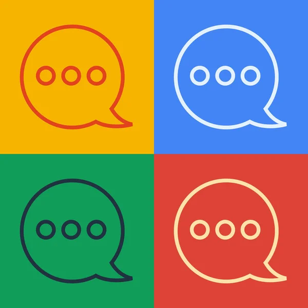 Pop art line Řeč bublina chat ikona izolované na barevném pozadí. Ikona zprávy. Symbol komunikace nebo komentáře. Vektorová ilustrace — Stockový vektor