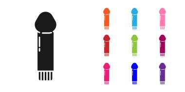 Black Dildo vibrator for sex games icon isolated on white background. Sex toy for adult. Vaginal exercise machines for intimate. Set icons colorful. Vector Illustration