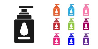 Siyah kayganlaştırıcı simgesi beyaz arkaplanda izole edilmiş. Yağlama jeli. Erotik seks oyunları için krem. Paketli tüp. Simgeleri renklendirin. Vektör İllüstrasyonu