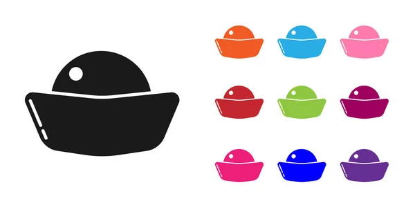 Icône Sushi noire isolée sur fond blanc. Cuisine traditionnelle japonaise. Définir des icônes colorées. Illustration vectorielle — Image vectorielle