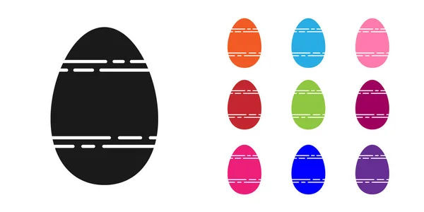 Schwarzes Osterei-Symbol isoliert auf weißem Hintergrund. Frohe Ostern. Setzen Sie Symbole bunt. Vektorillustration — Stockvektor