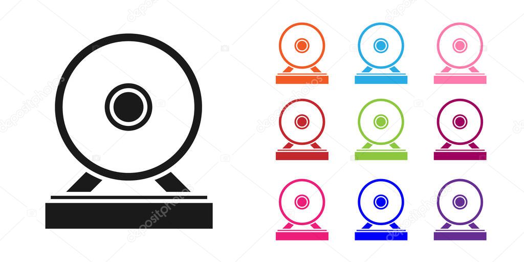 Black Gong musical percussion instrument circular metal disc icon isolated on white background. Set icons colorful. Vector Illustration