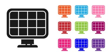 Siyah Güneş enerjisi simgesi beyaz arkaplanda izole edildi. Simgeleri renklendirin. Vektör İllüstrasyonu