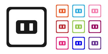 Beyaz arkaplanda siyah elektrik çıkış simgesi izole edildi. Elektrik prizi. Rosette sembolü. Simgeleri renklendirin. Vektör İllüstrasyonu